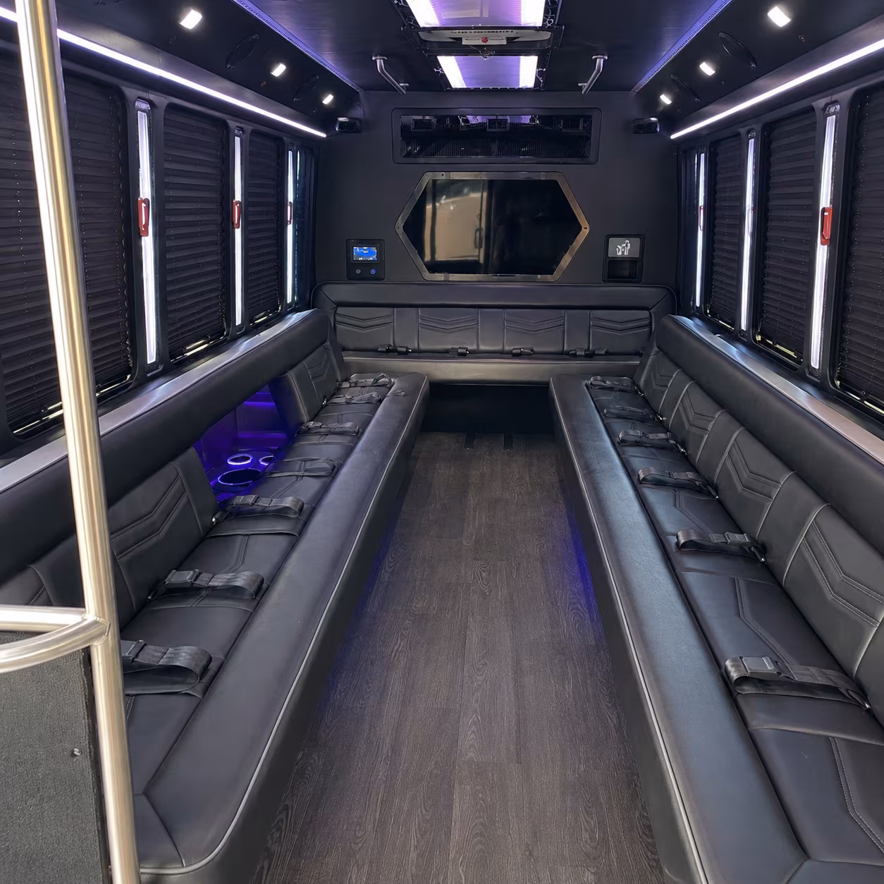 logan 18 passenger party bus interior