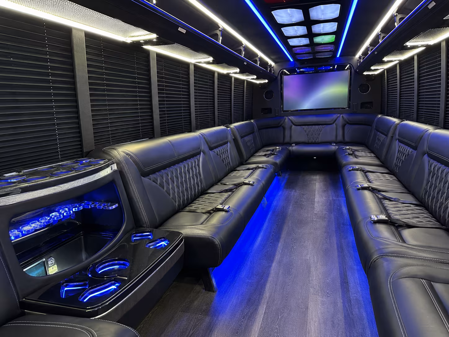 logan 20 passenger party bus inside