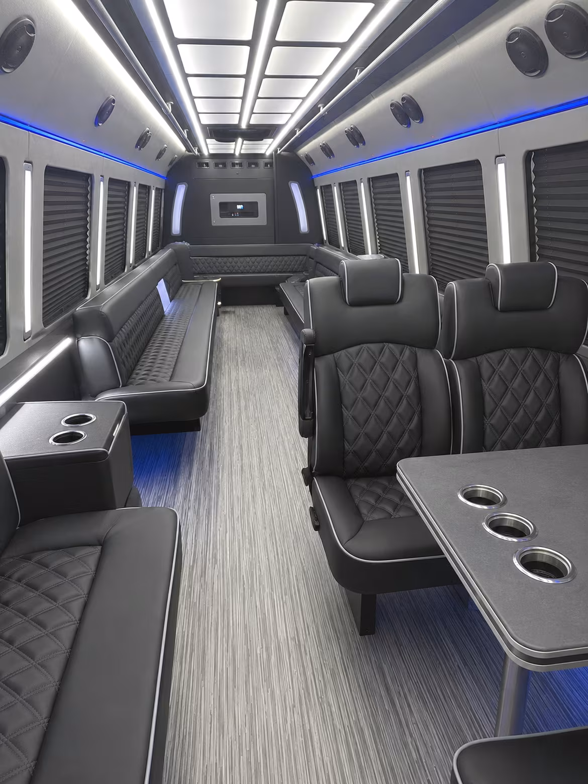logan 25 passenger party bus inside