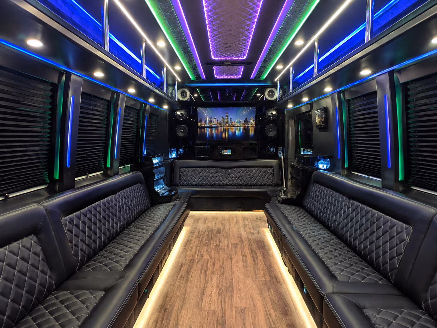 logan 25 passenger party bus interior