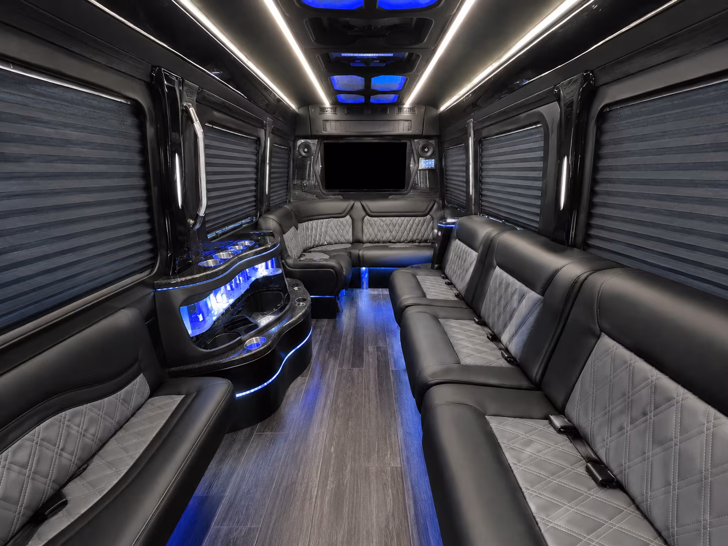 logan 28 passenger party bus inside