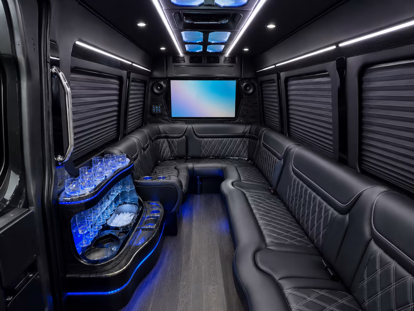 logan 30 passenger party bus inside