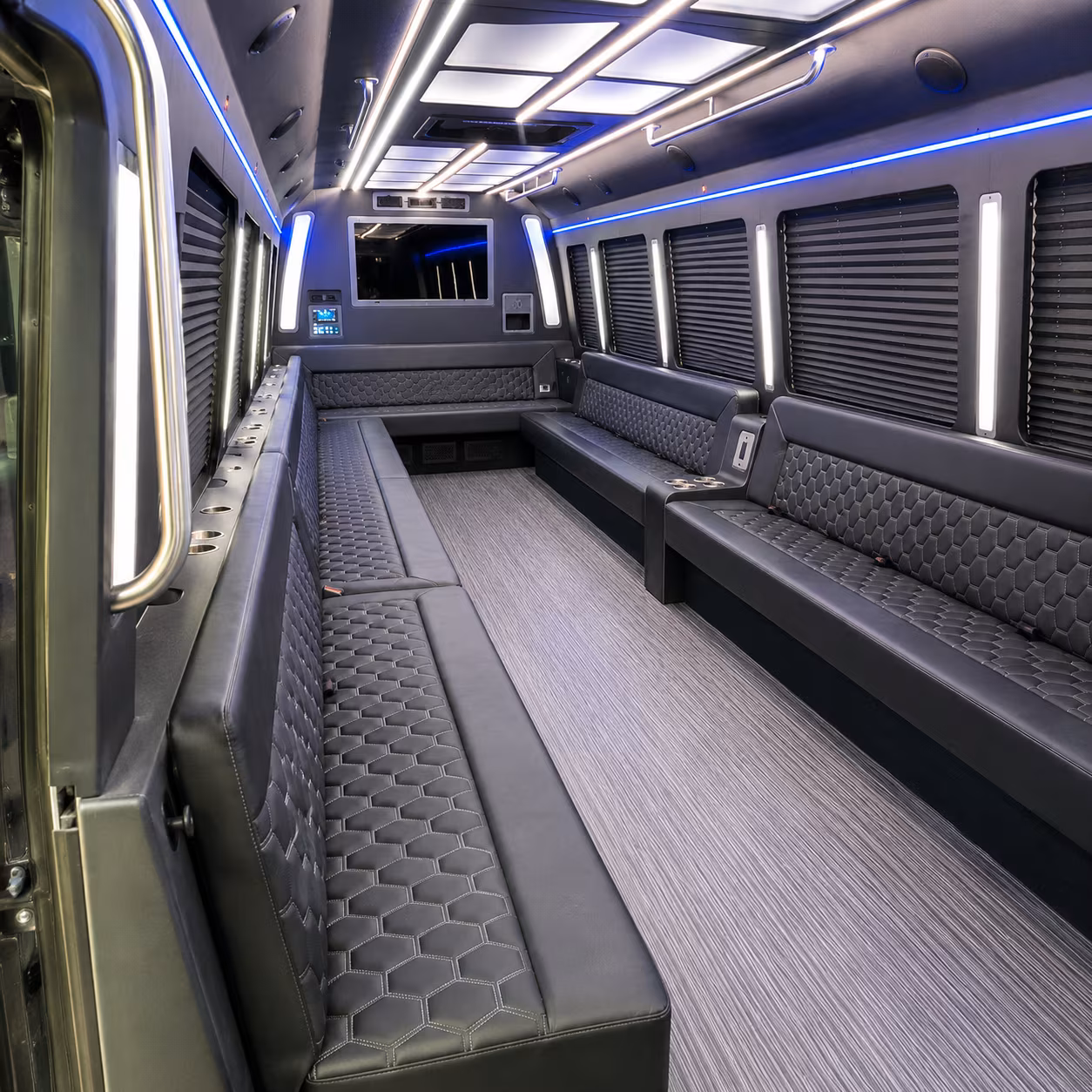logan 40 passenger party bus interior