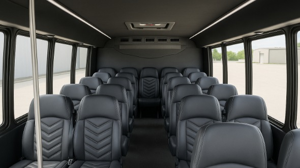 Interior of Charter Bus Company Logan's 25 Passenger Mini bus in Logan