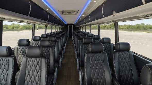 Interior of Charter Bus Company Logan's 56 Passenger Charter Bus in Logan