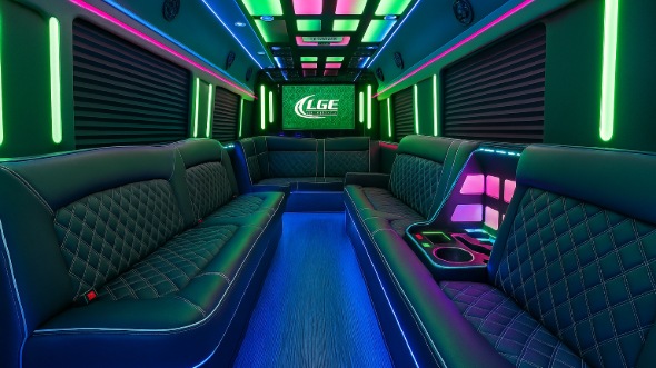 Interior of Charter Bus Company Logan's Party Bus in Logan