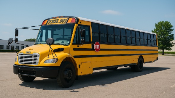Exterior of Charter Bus Company Logan's School Bus in Logan