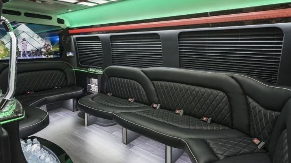 Interior of Charter Bus Company Logan's Sprinter Limo in Logan
