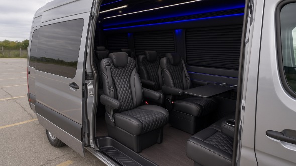 Interior of Charter Bus Company Logan's Sprinter Van Rental With Driver in Logan